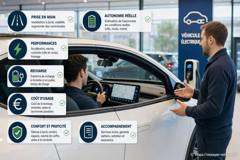 Essayer une voiture électrique : les points clés à valider en concession